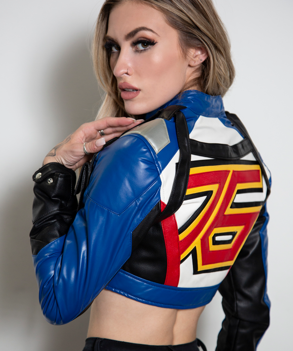 soldier 76 overwatch cosplay crop top leather jacket