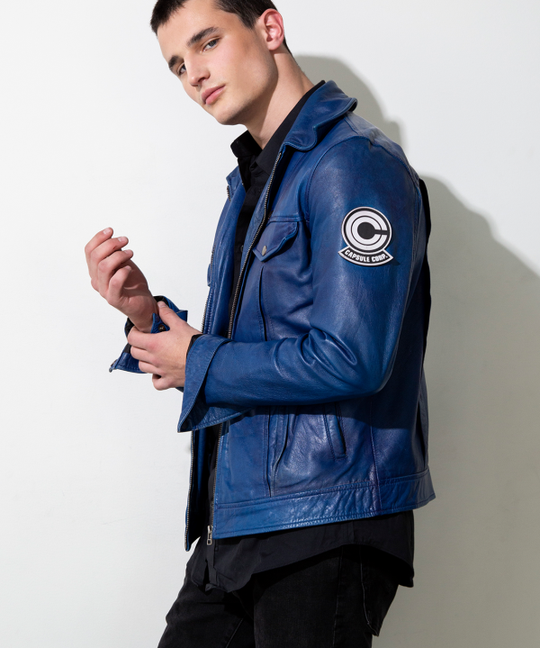 trunks blue capsule corp leather jacket DBZ