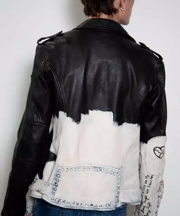Hand-painted Mens 607 Star Studded Leather Jacket