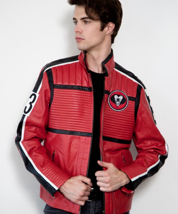 Mens My Chemical Romance Red Leather Motorcycle Jacket