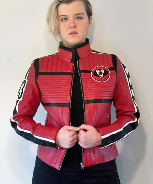 Womens My Chemical Romance Kobra Kid Mikey Way Red Leather Motorcycle Jacket - Danger Days