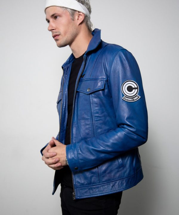 Future Trunks Blue Dragon Ball Z Leather Jacket Full Length