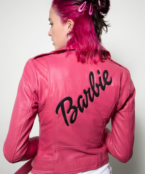 Womens Barbie Doll Pink Leather Jacket Girl