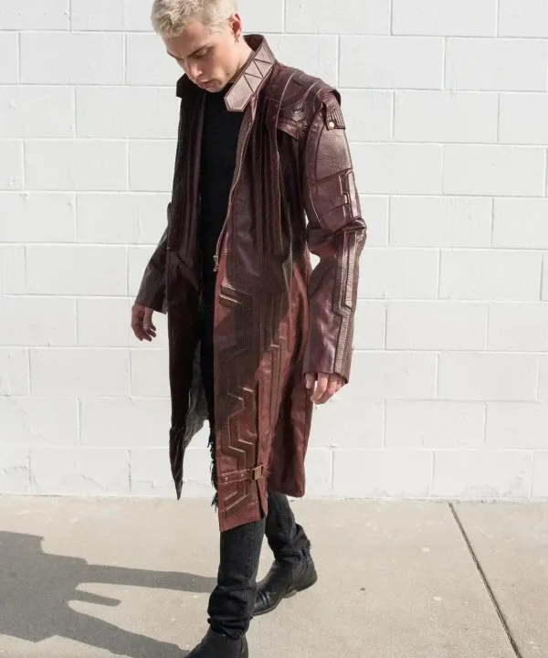 Mens Guardians of Galaxy 2 Star Lord Leather Trench Coat