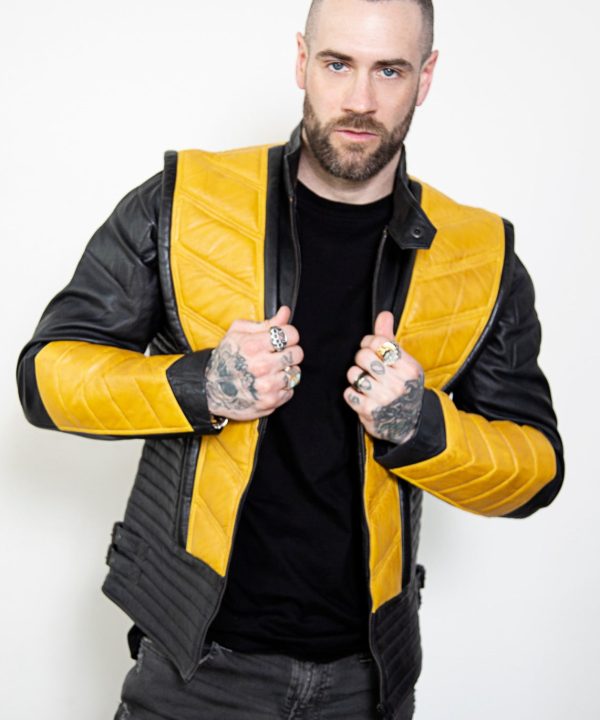 Scorpion mortal kombat classic Skin Costume yellow real leather cosplay jacket