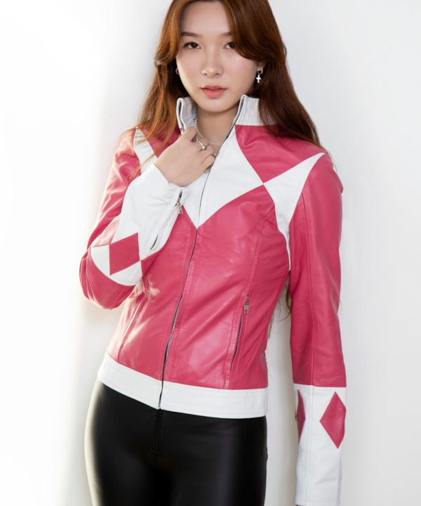 Womens Power Rangers Classic Leather Jacket Pink mmpr