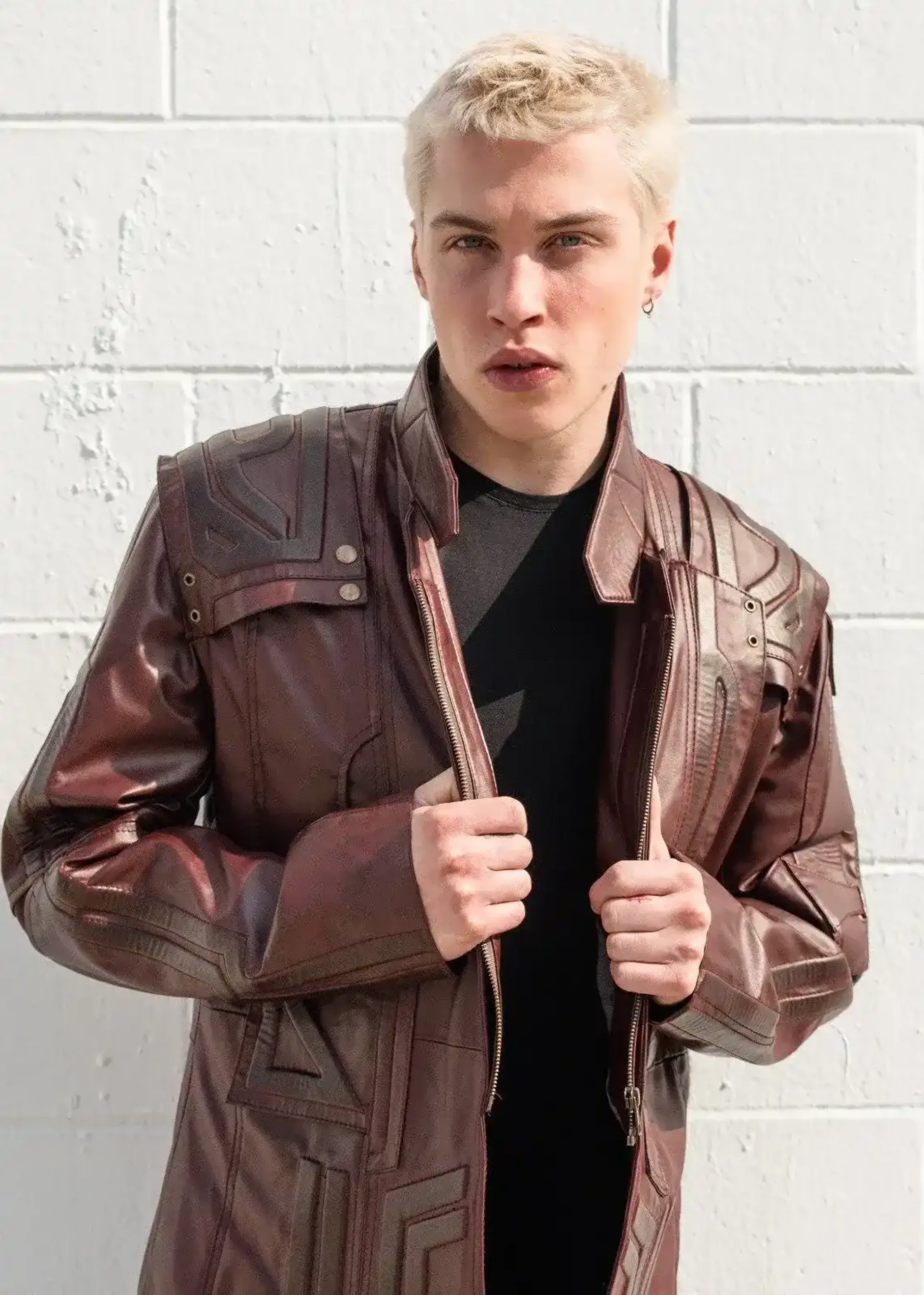 Mens Guardians of Galaxy 2 Star Lord Leather Trench Coat