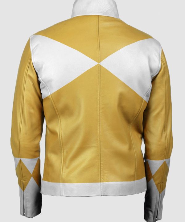 Womens Power Rangers Classic Leather Jacket Yellow