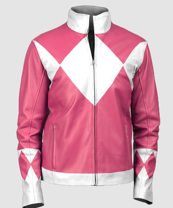 Womens Power Rangers Classic Leather Jacket Pink