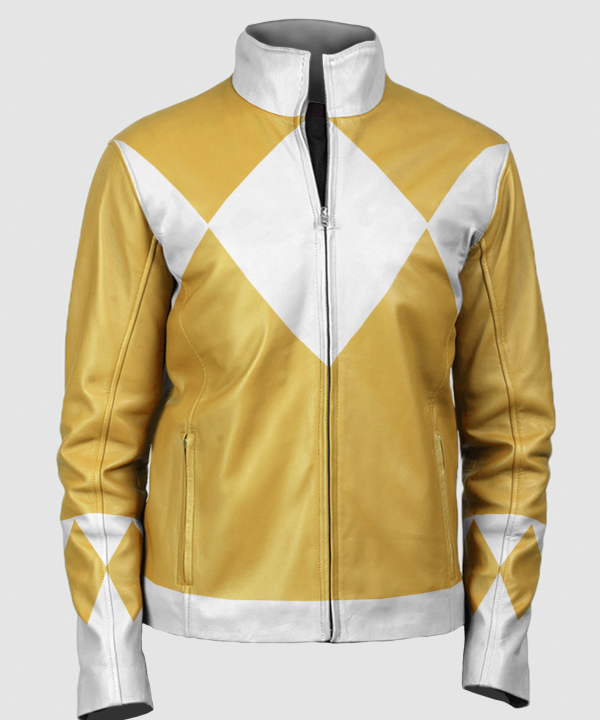Womens Power Rangers Classic Leather Jacket Yellow