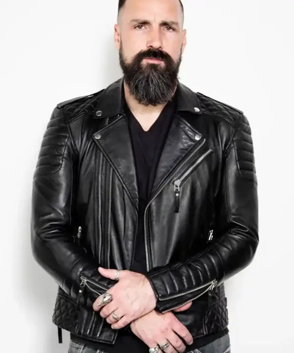 black biker leather jacket for mens