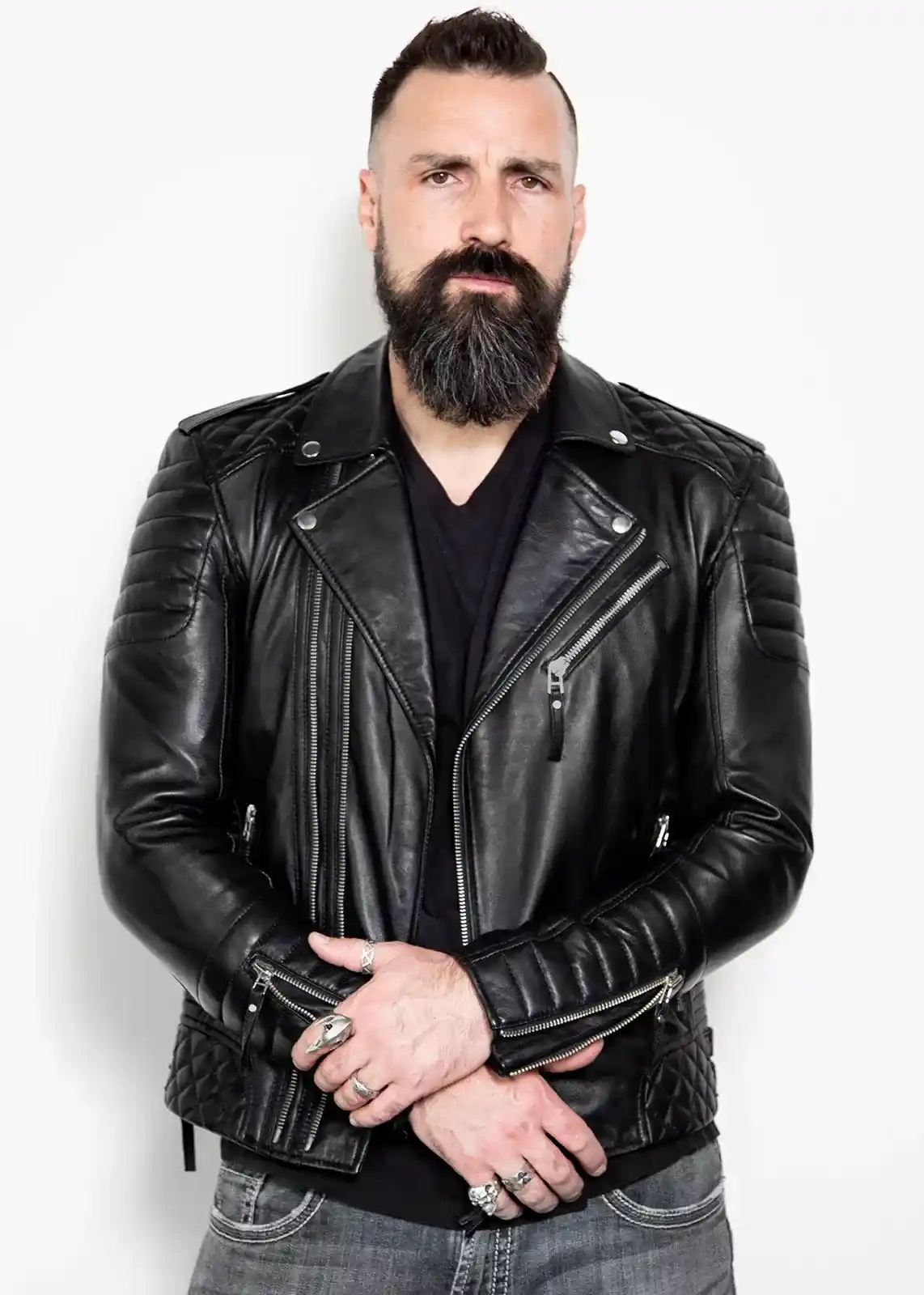 black biker leather jacket for mens