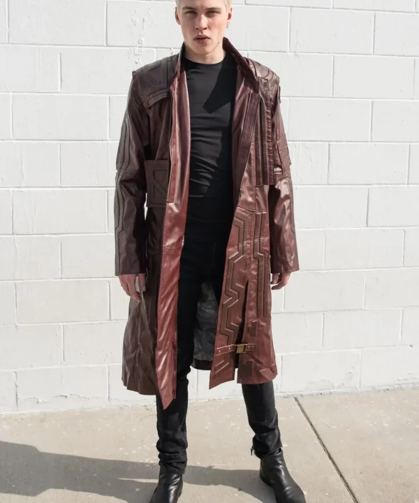 Mens Guardians of Galaxy 2 Star Lord Leather Trench Coat