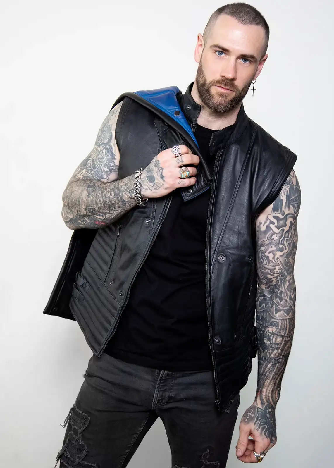 subzero ninja blue leather jacket