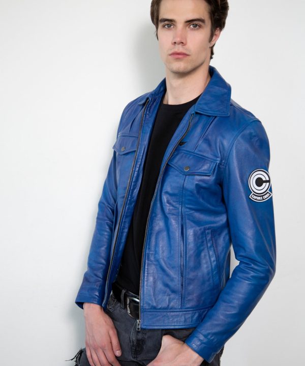 Capsule Corp Dragon Ball Z Future Trunks Leather Jacket Blue