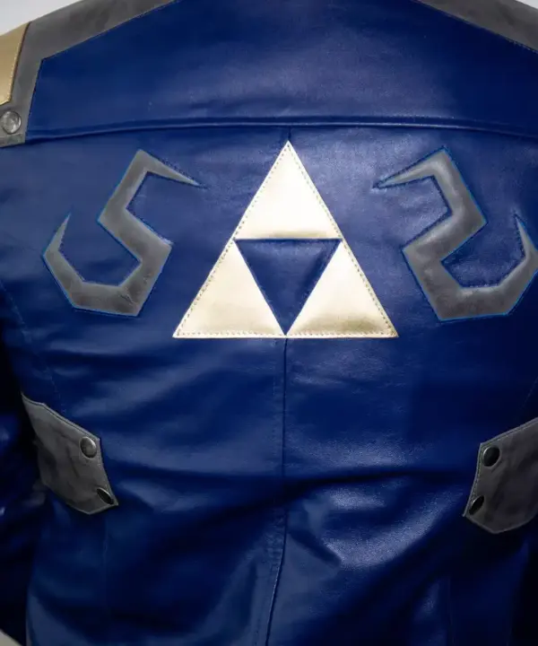 mens zelda triforce blue leather jacket