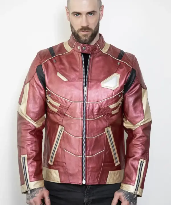Mens Iron Armor Platinum Red & Gold Jacket