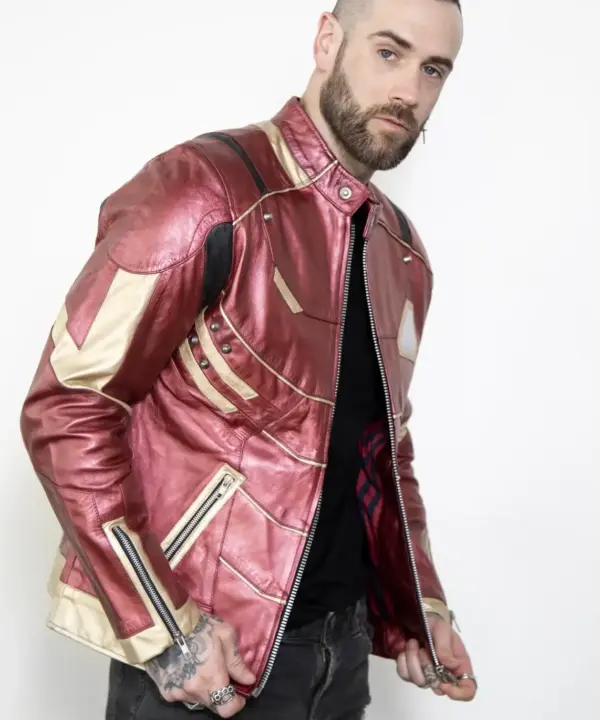 Mens Ironman Armor Leather Jacket