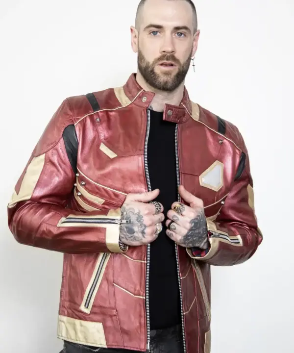 Mens Armor Platinum Ironman Leather Jacket