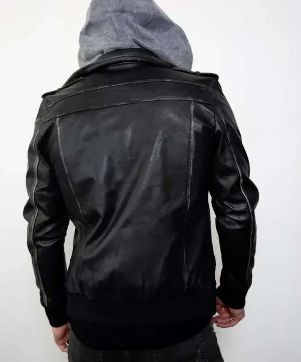 Black Hooded Bomber Jacket Mens