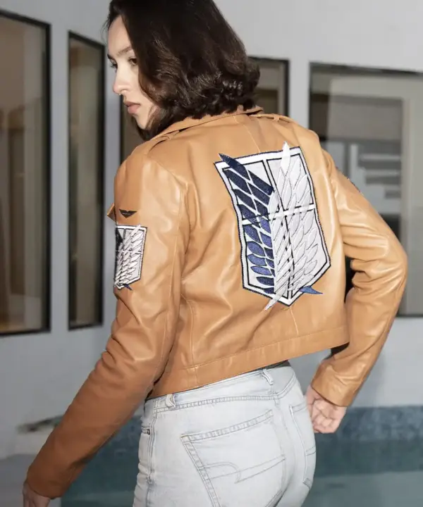 Womens Attack on Titan Scout Regiment Brown Leather Jacket