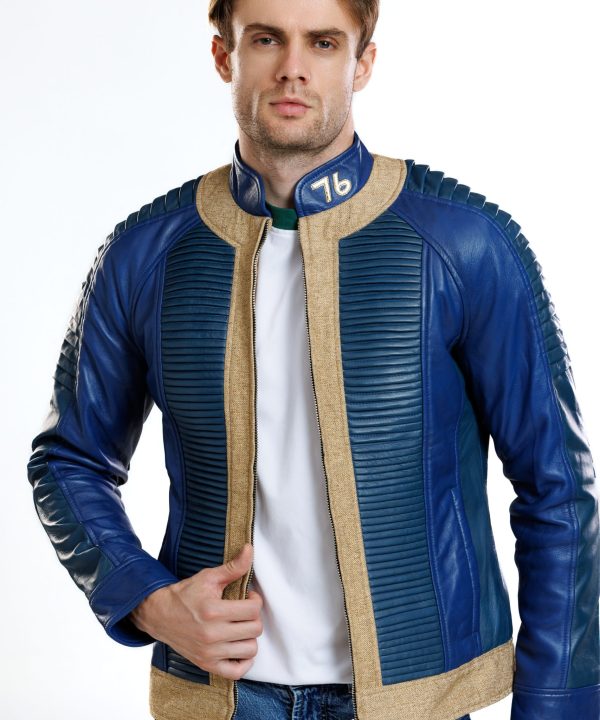 Alternative view of Fallout Blue Vault Dweller Leather Jacket