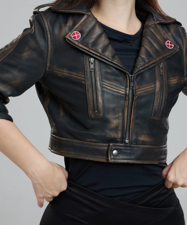 Rogue cropped brown leather jacket