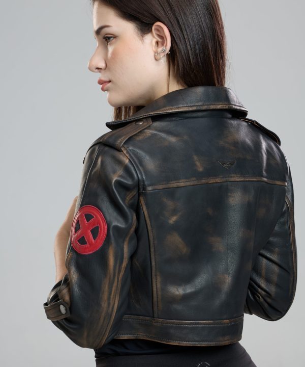 Rogue cropped brown leather jacket
