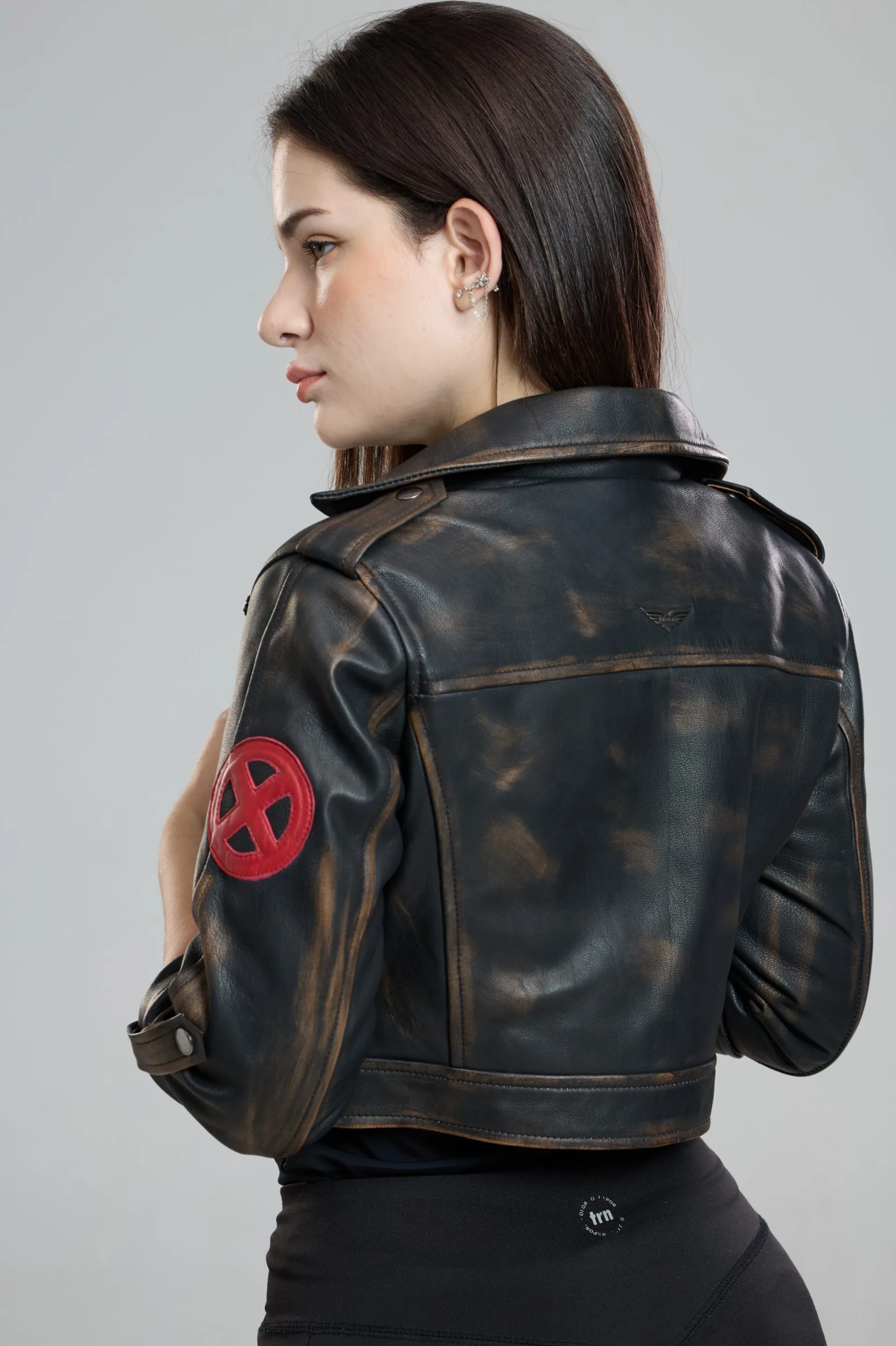 Rogue cropped brown leather jacket
