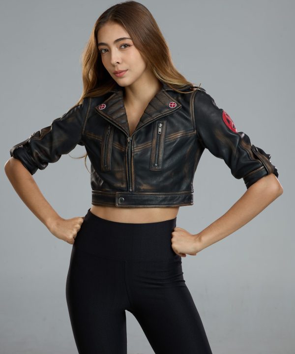 Rogue cropped brown leather jacket