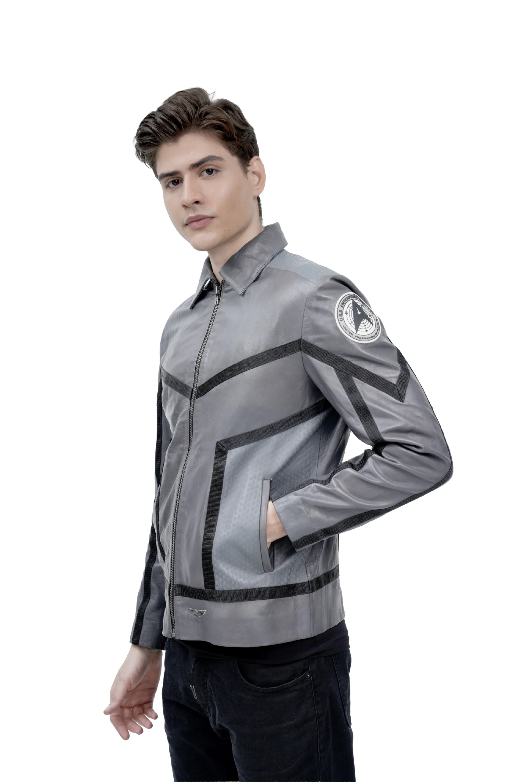 Strange New Worlds Grey Leather Jacket